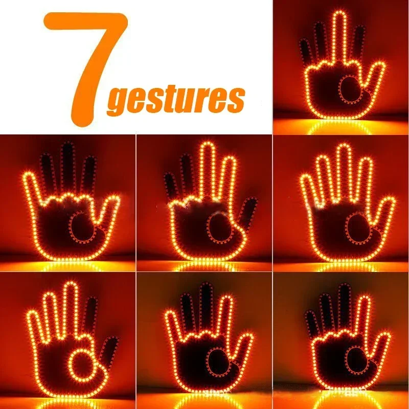 Funny Car Finger Light with Remote Gesture LED Funny Back Window Sign Car Middle Finger Car Light - Image 5