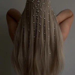 Bohemian style mesh tassel headband hair chain, European American pearl headpiece, women's jewelry, Ramadan decoration gift.