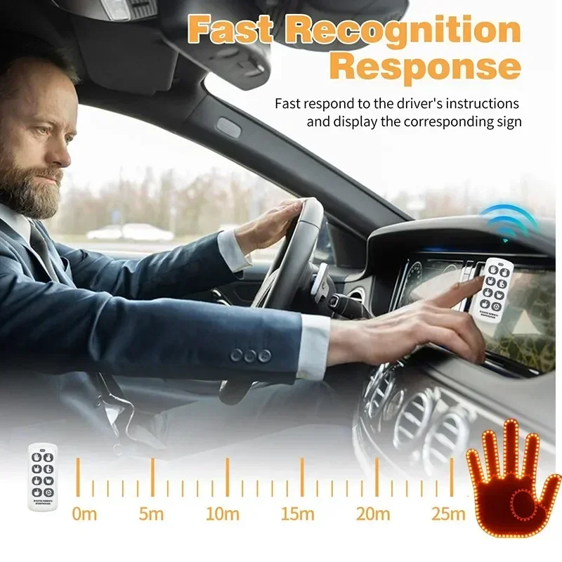 Funny Car Finger Light with Remote Gesture LED Funny Back Window Sign Car Middle Finger Car Light - Image 2
